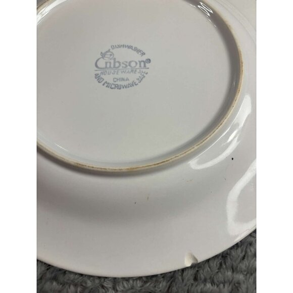 Gibson White Embossed Fruit Design Porcelain Dinner Plates & Soup Bowl Set - Picture 7 of 11